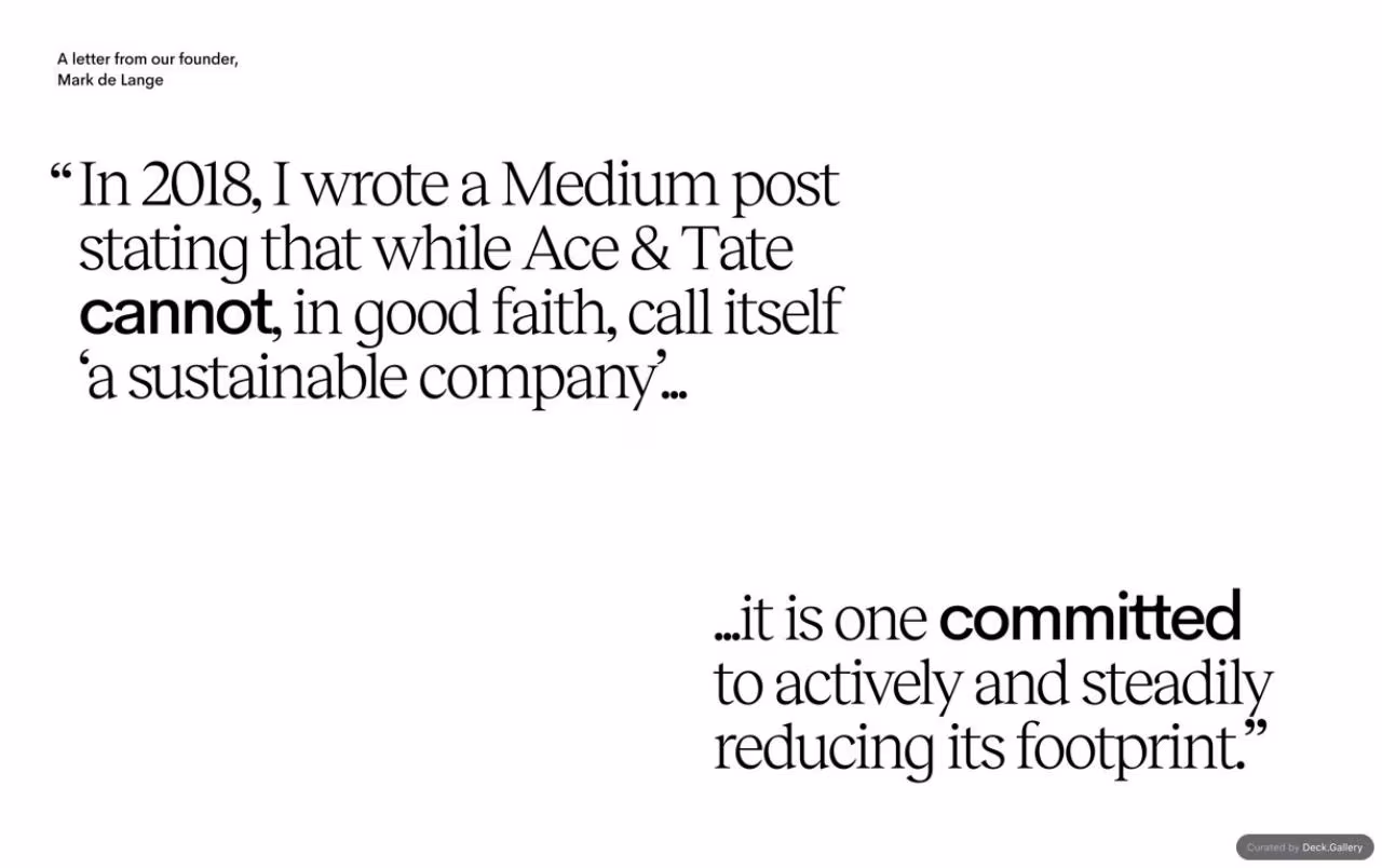 Ace & Tate Responsibility Report 2020, slide 2