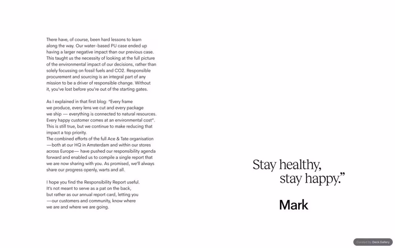 Ace & Tate Responsibility Report 2020, slide 5