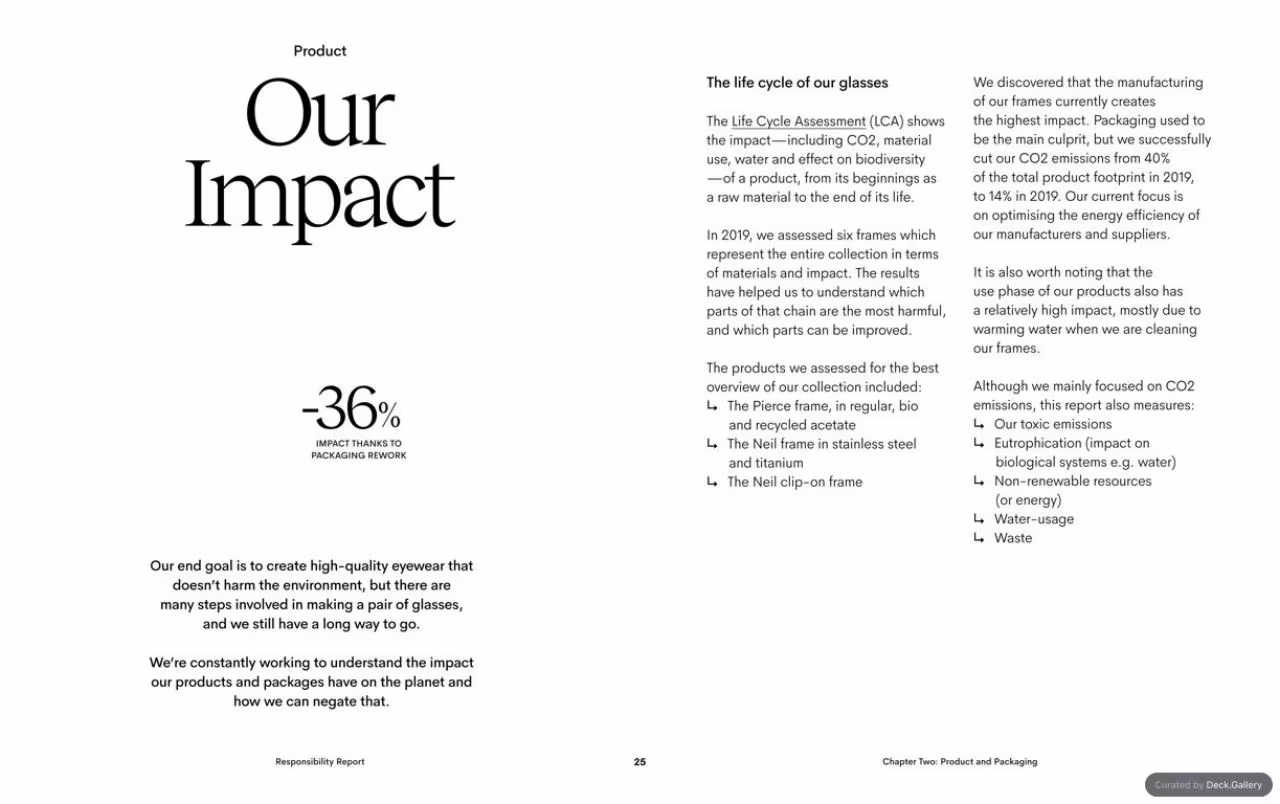 Ace & Tate Responsibility Report 2020, slide 25
