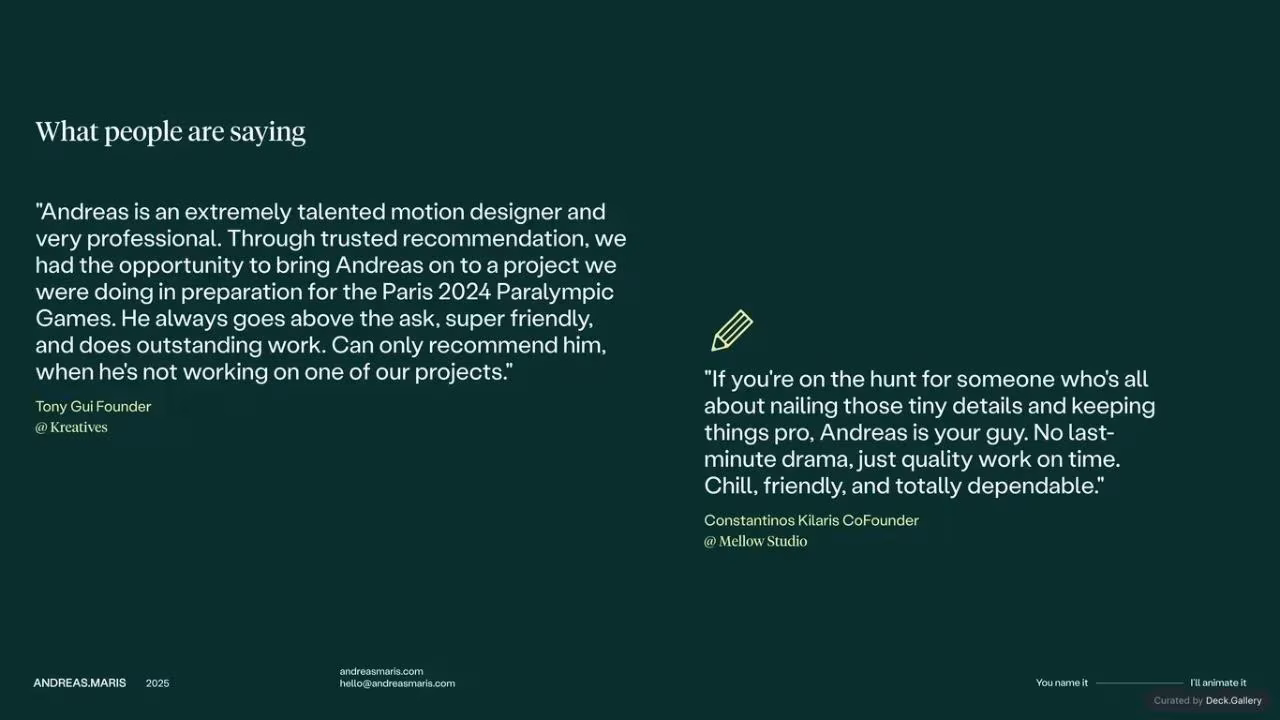 Andreas Maris Capabilities Deck 2025, slide 6
