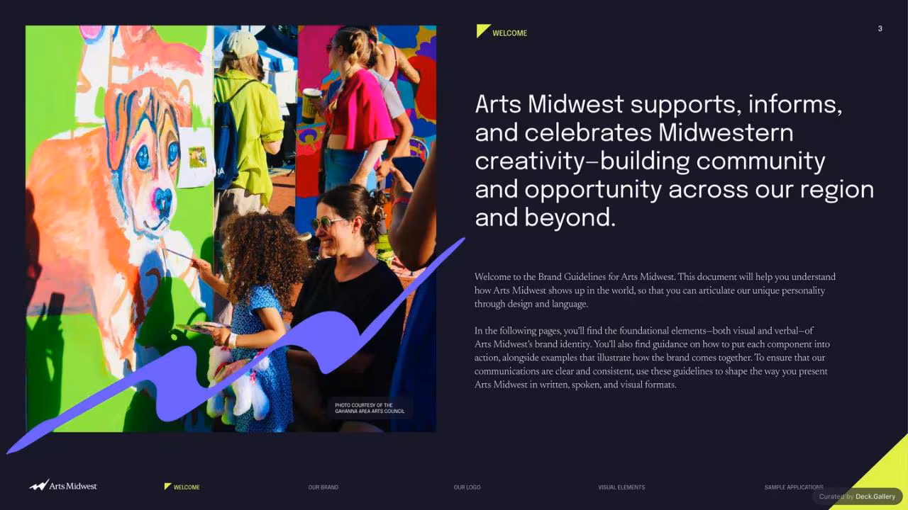Arts Midwest Brand Guidelines 2025, slide 3