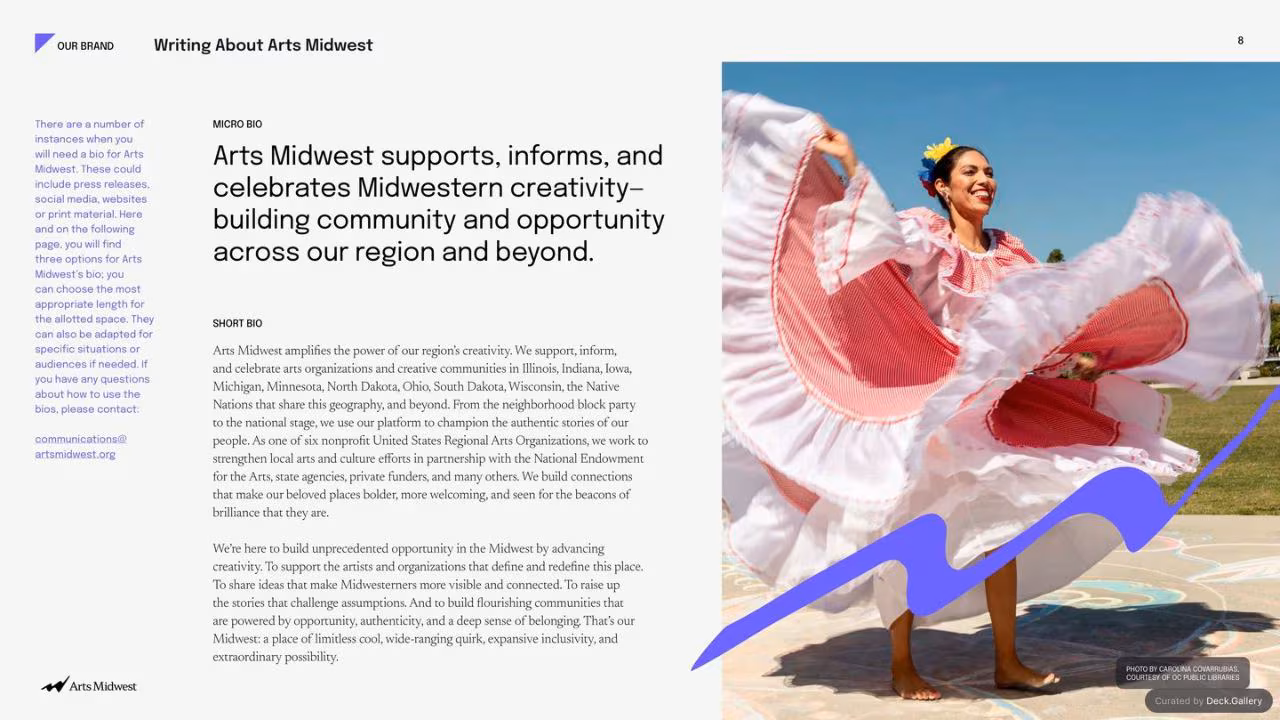 Arts Midwest Brand Guidelines 2025, slide 8