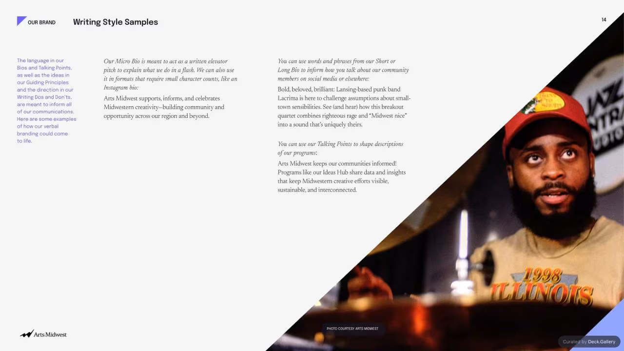 Arts Midwest Brand Guidelines 2025, slide 14