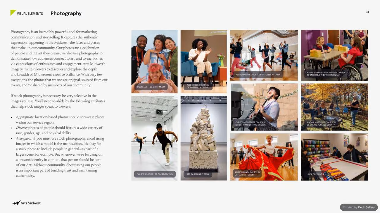 Arts Midwest Brand Guidelines 2025, slide 34