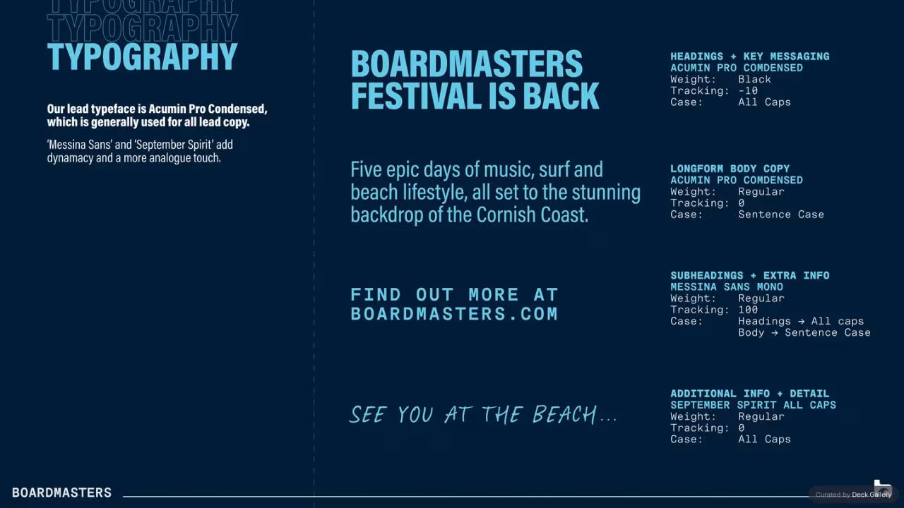 Boardmasters Brand Guidelines 2025, slide 7