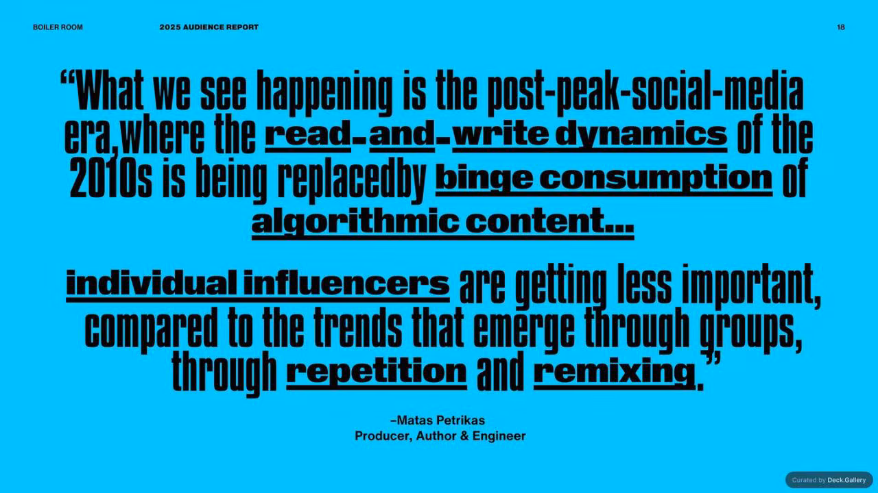 Boiler Room Audience Report 2025, slide 18