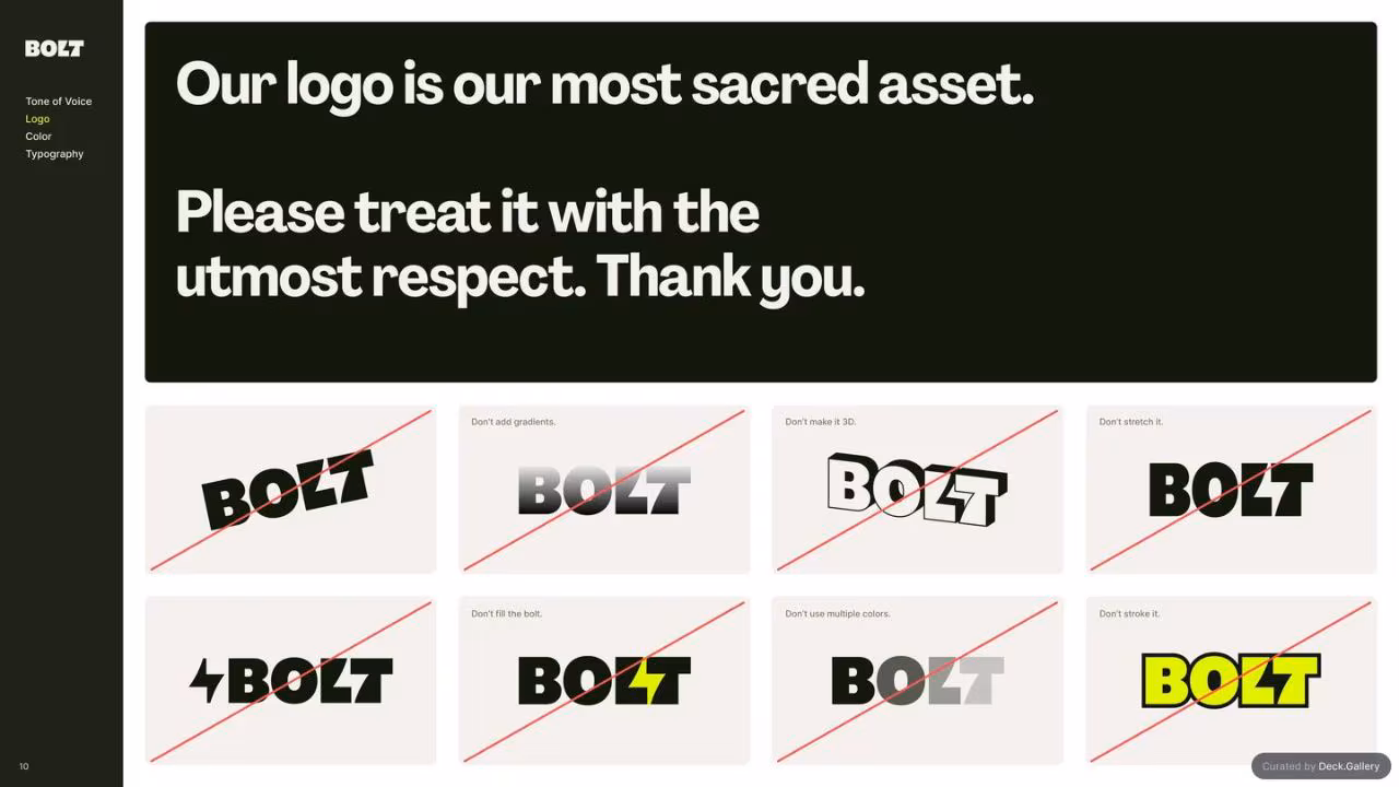 Bolt Brand Guidelines 2024, slide 10
