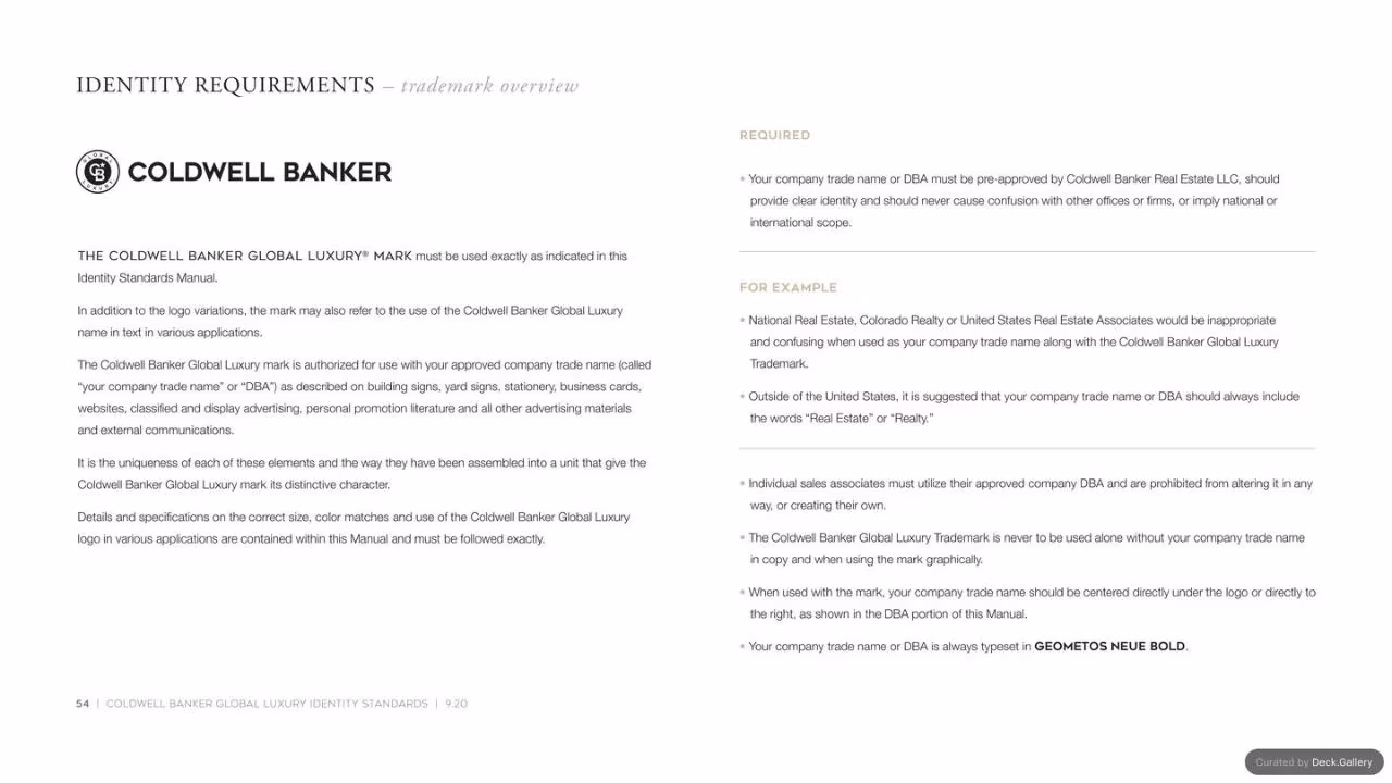 Coldwell Banker Identity Standards 2020, slide 54