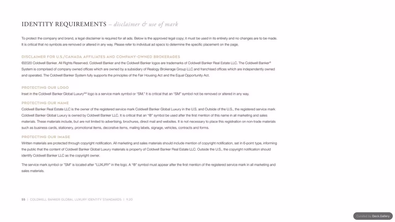 Coldwell Banker Identity Standards 2020, slide 55
