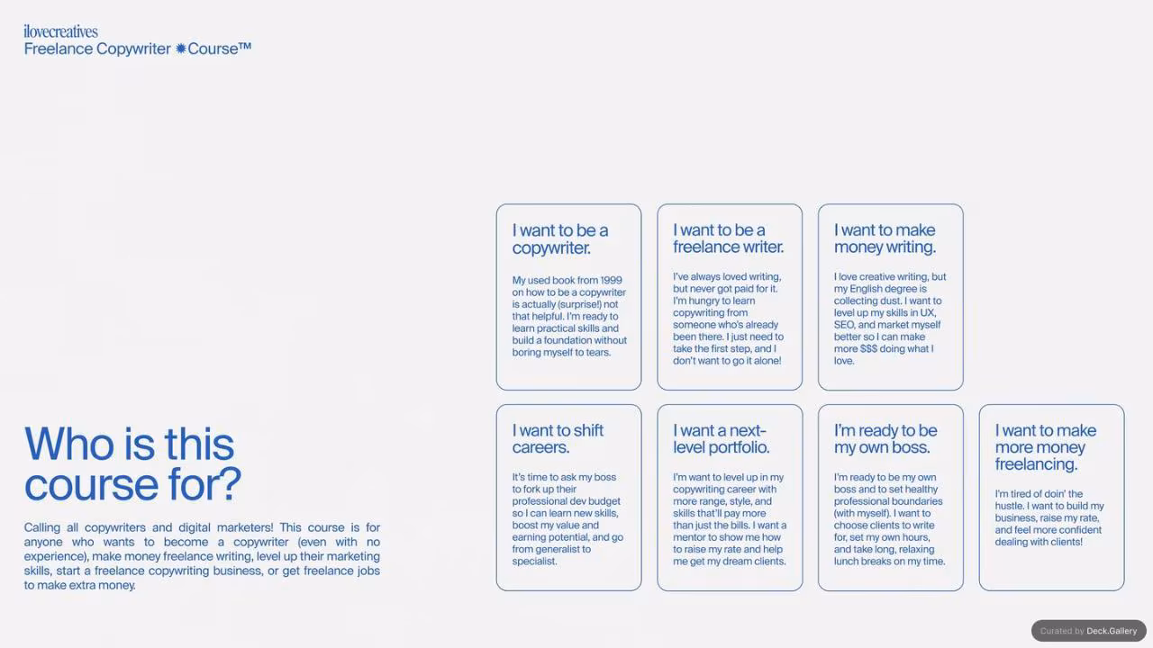 iLoveCreatives Creative Copywriter Course, slide 4
