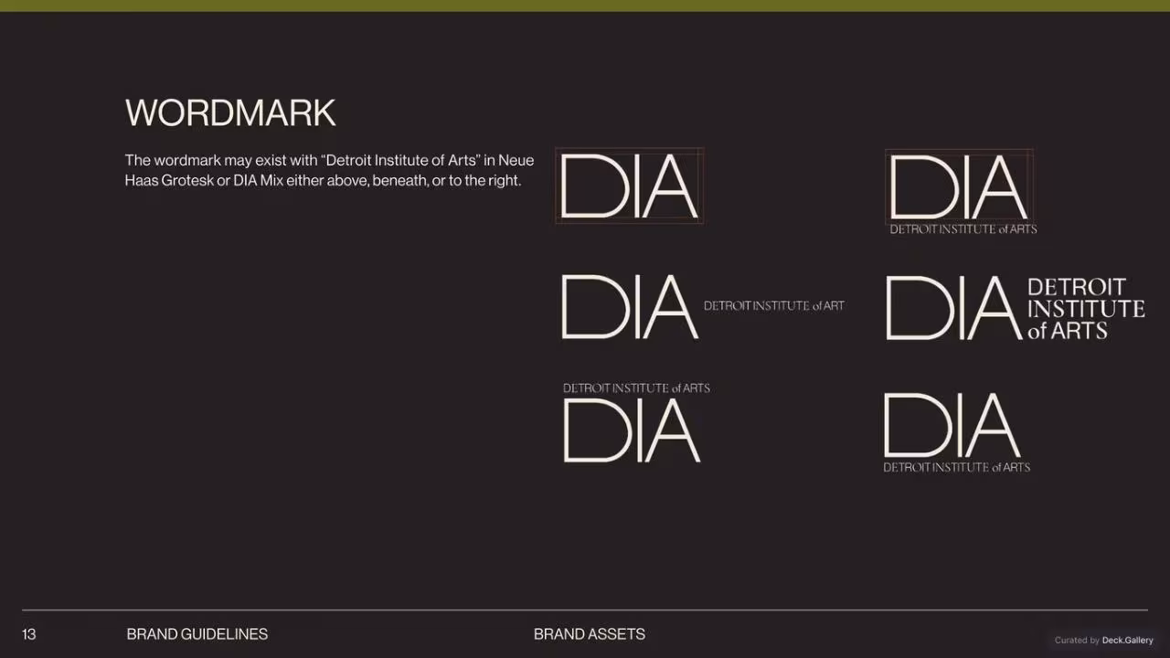 Detroit Institute of Arts Brand Guidelines, slide 13