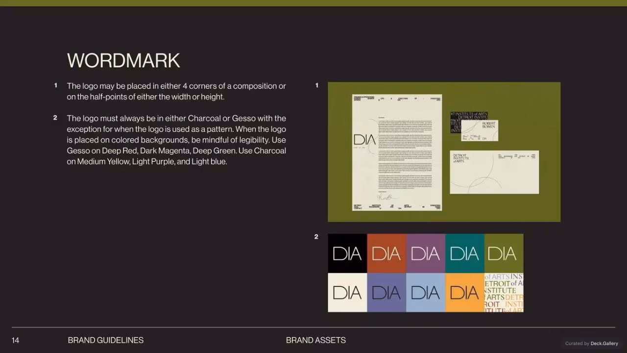 Detroit Institute of Arts Brand Guidelines, slide 14