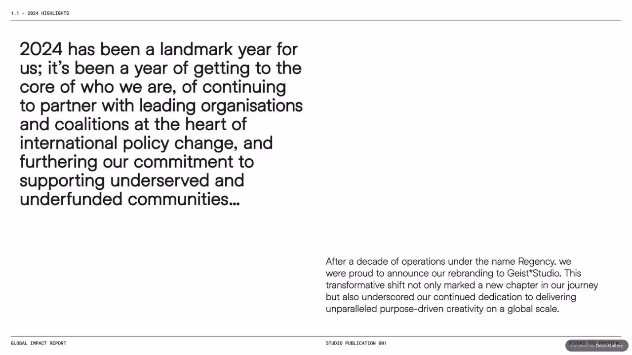 Geist*Studio Impact Report 2024, slide 7