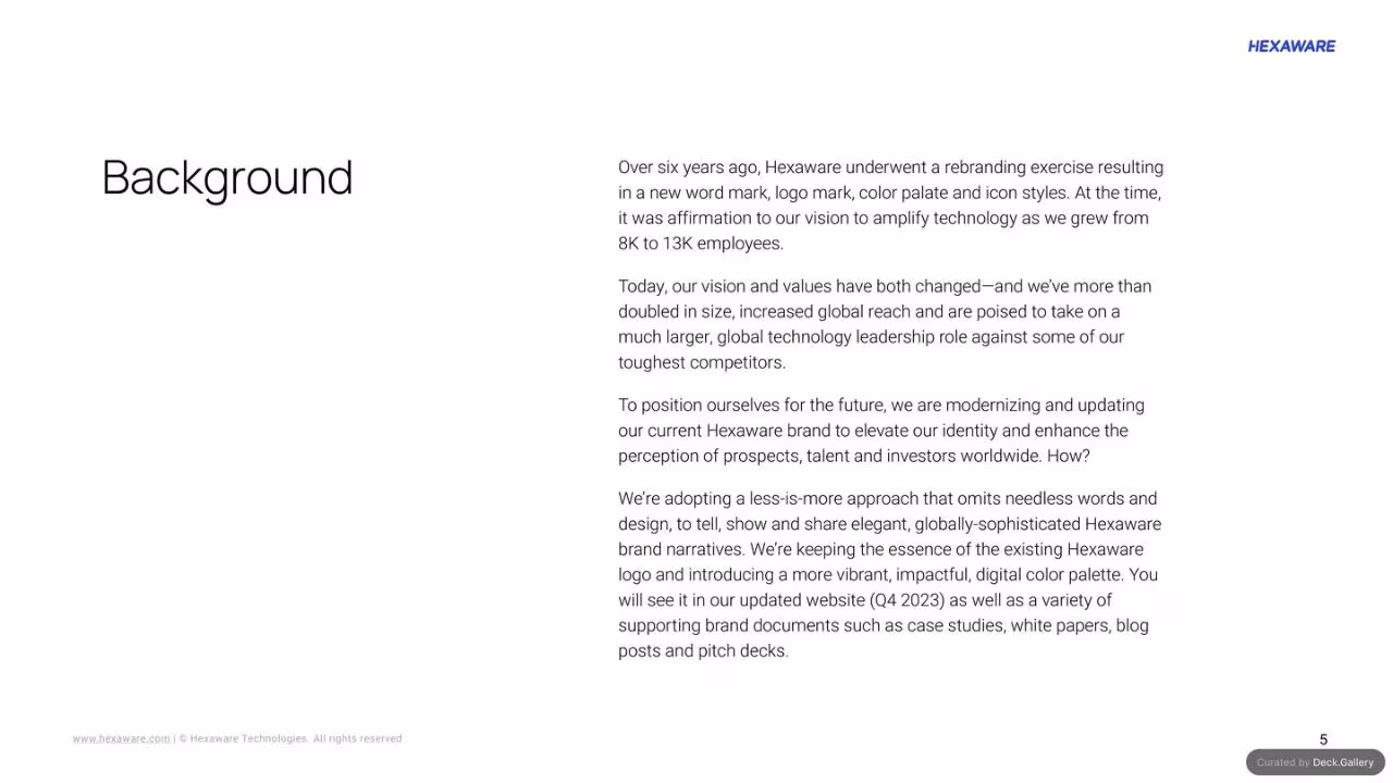 Hexaware Brand Guidelines 2024, slide 5