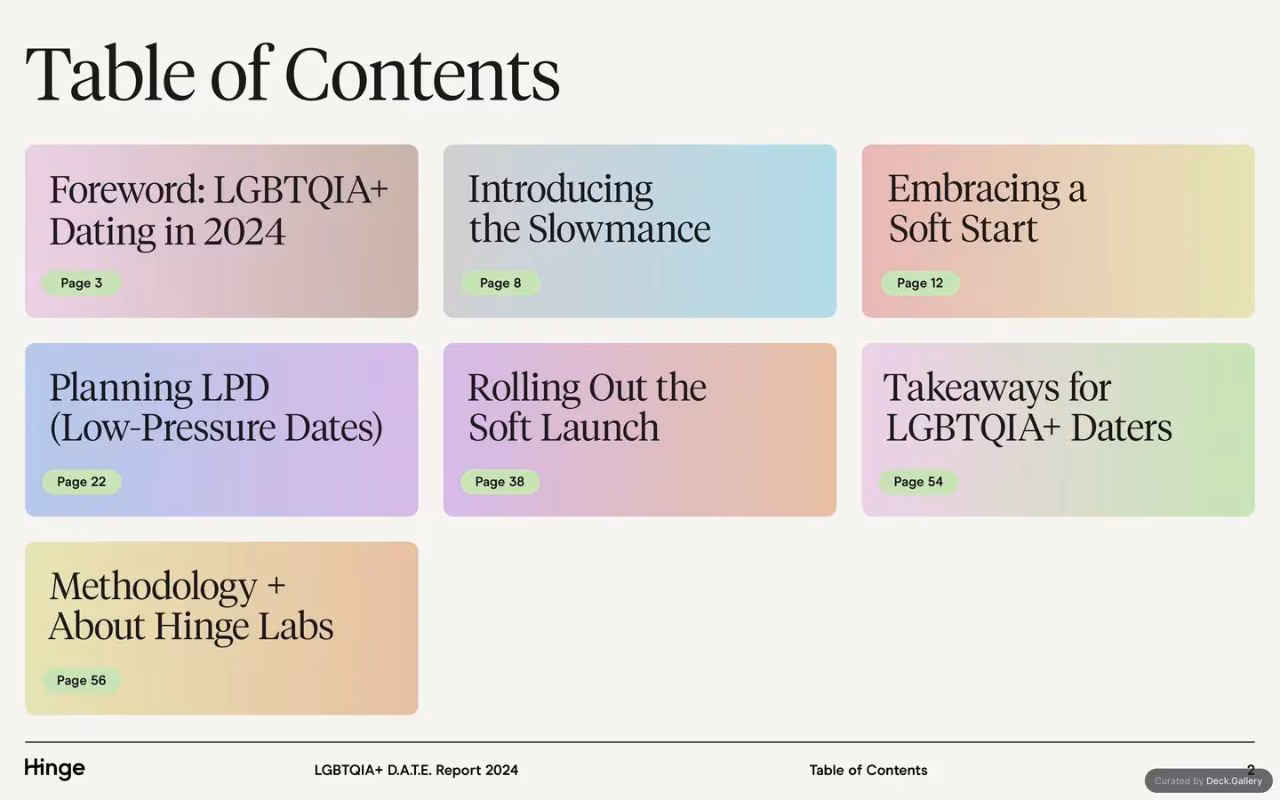 Hinge LGBTQIA+ D.A.T.E. Report 2024, slide 2