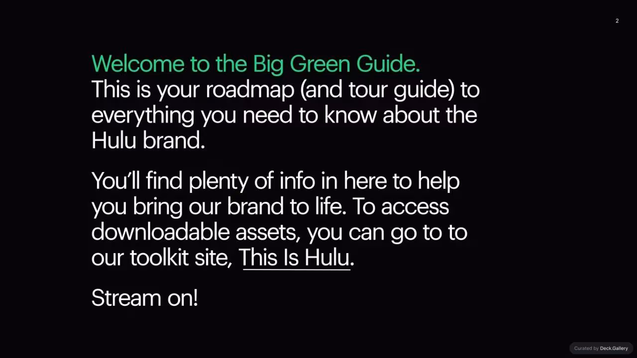 Hulu Brand Guidelines 2024, slide 2