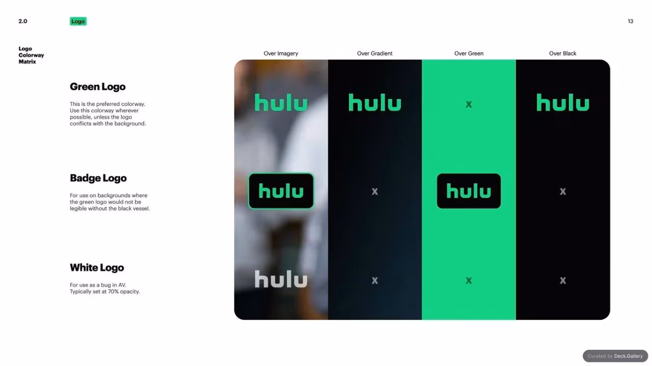 Hulu Brand Guidelines 2024, slide 13