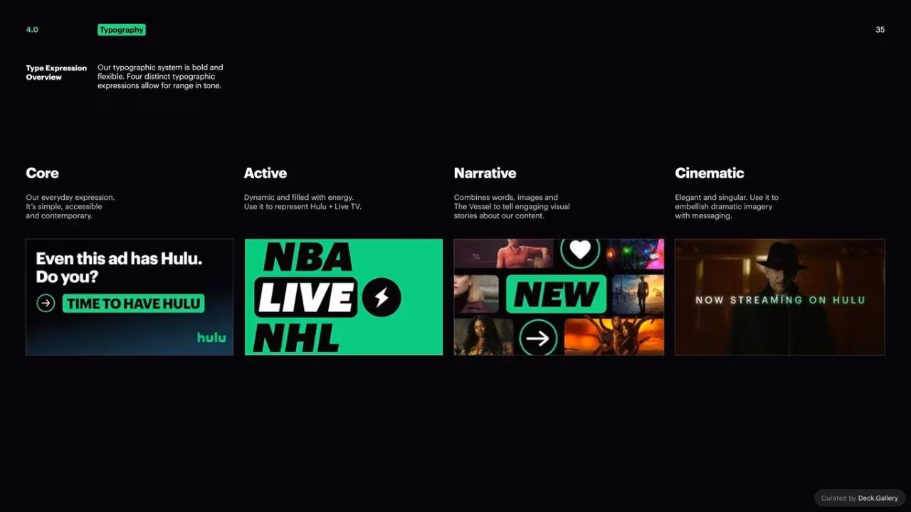 Hulu Brand Guidelines 2024, slide 35