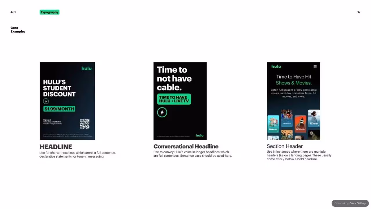 Hulu Brand Guidelines 2024, slide 37