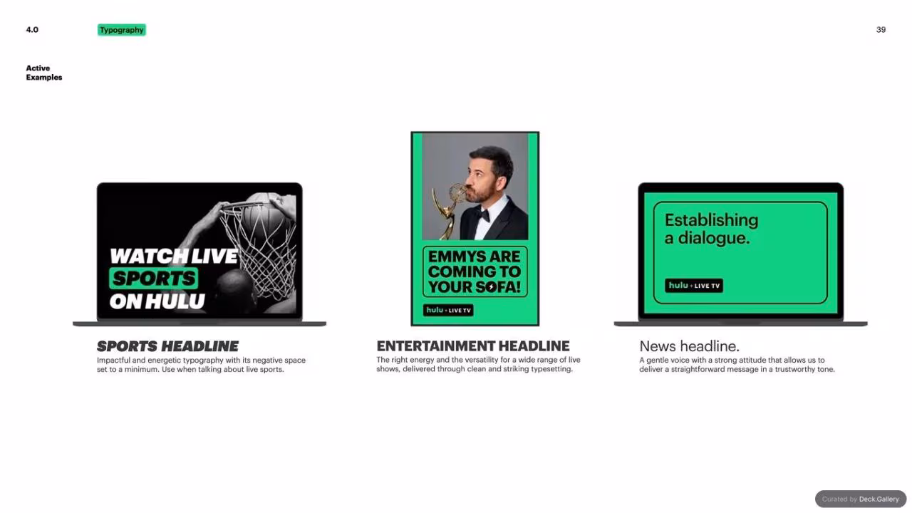 Hulu Brand Guidelines 2024, slide 39
