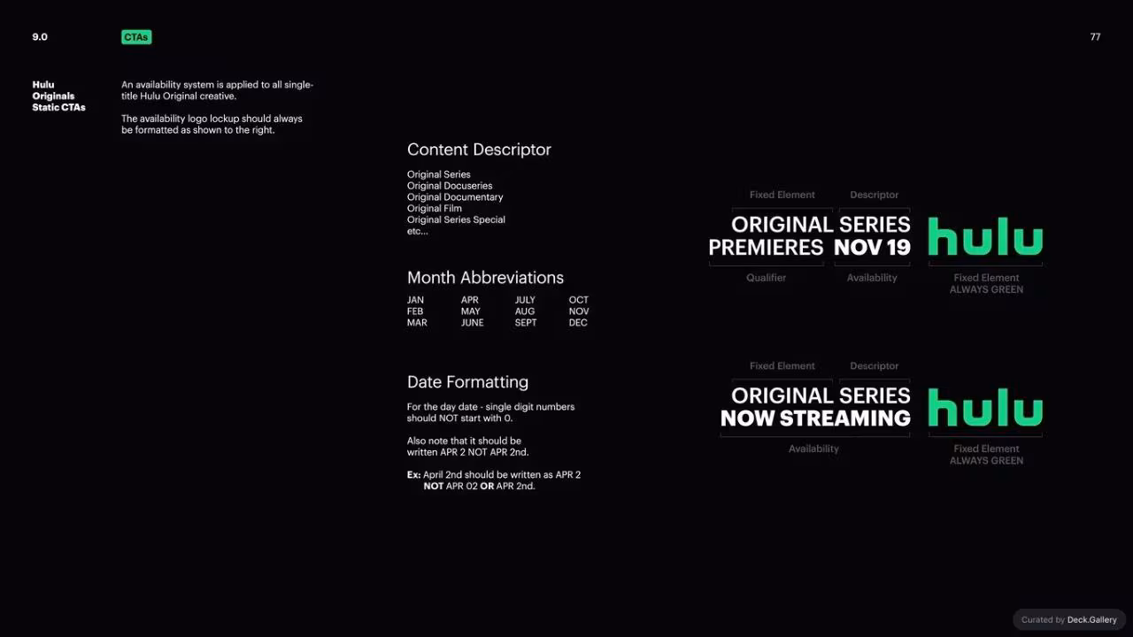 Hulu Brand Guidelines 2024, slide 77