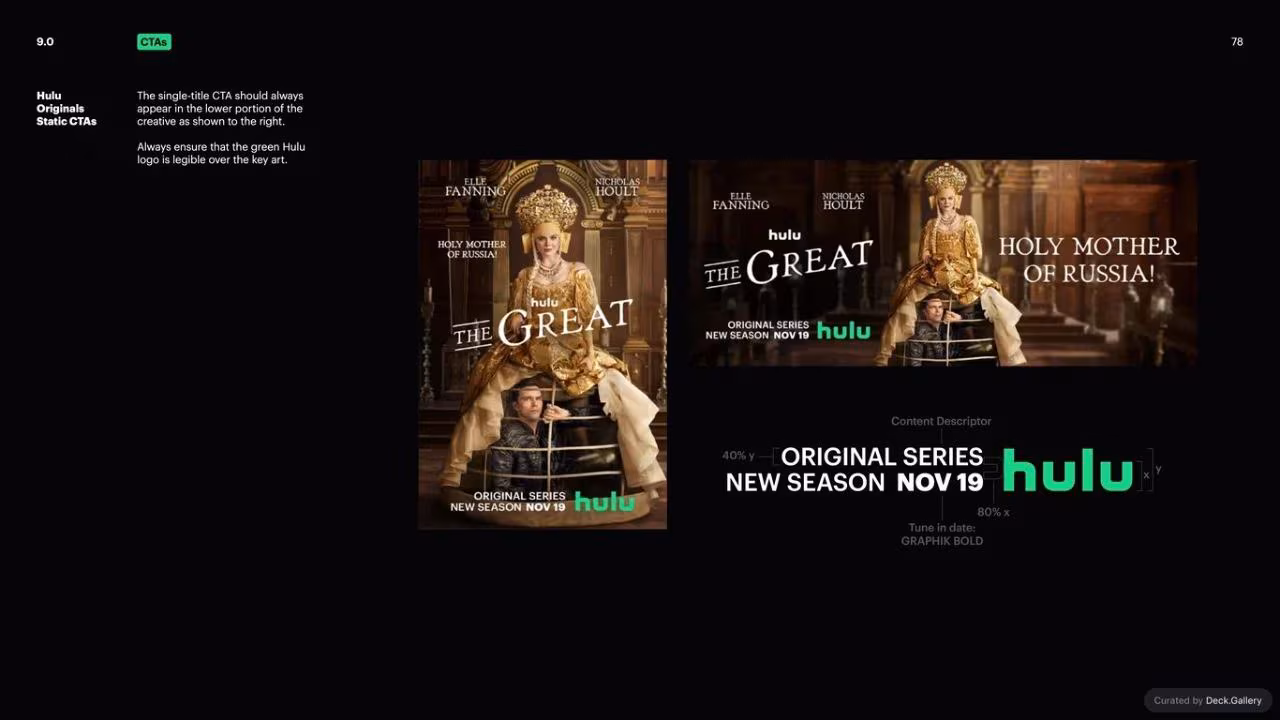 Hulu Brand Guidelines 2024, slide 78