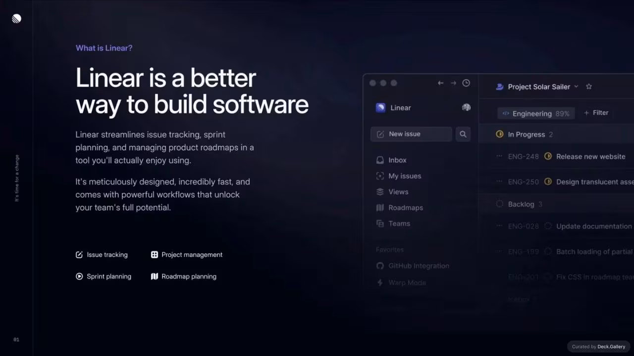 Linear Pitch Deck, slide 2