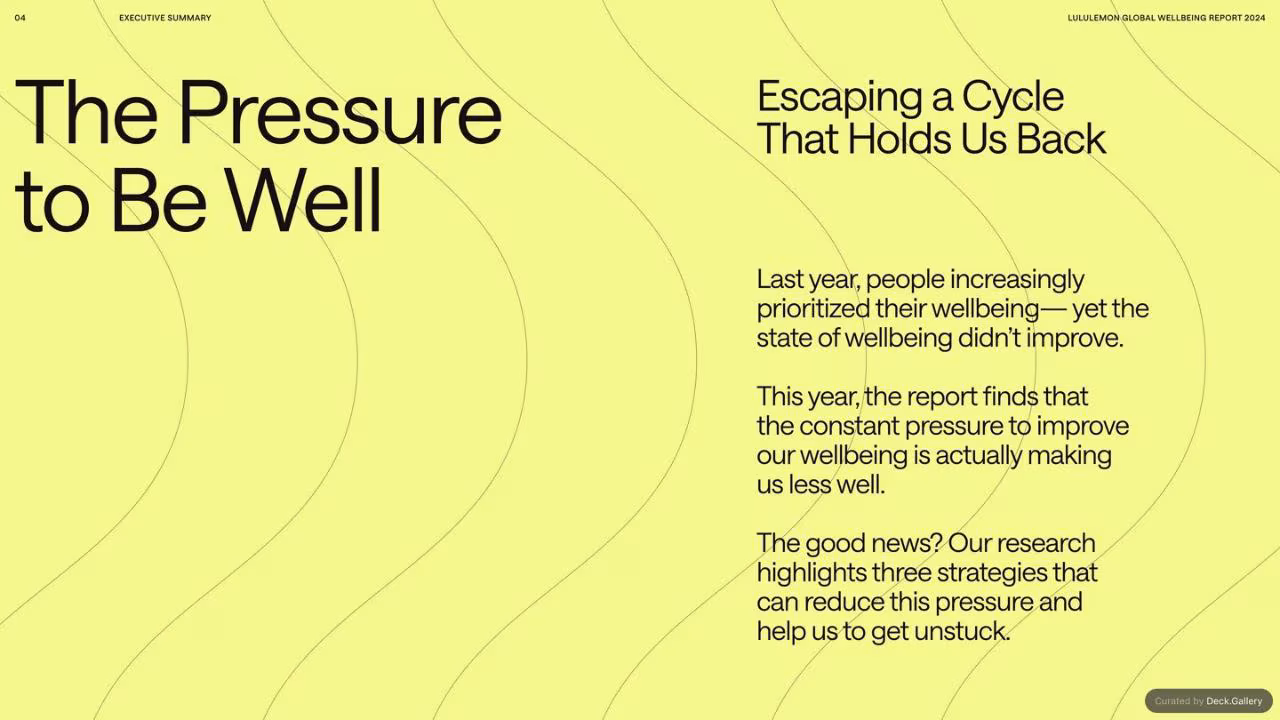 lululemon Global Wellbeing Report 2024, slide 4