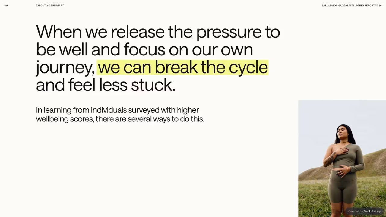 lululemon Global Wellbeing Report 2024, slide 9