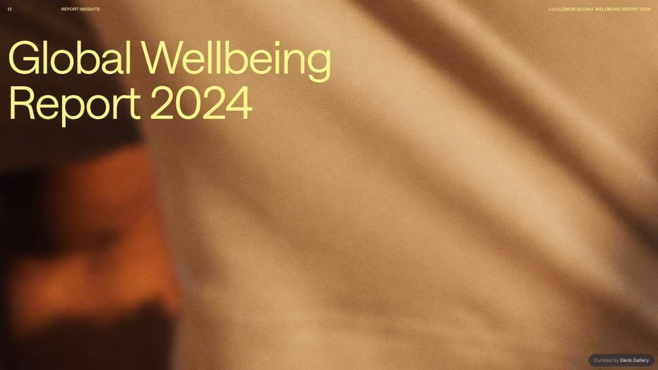 lululemon Global Wellbeing Report 2024, slide 13