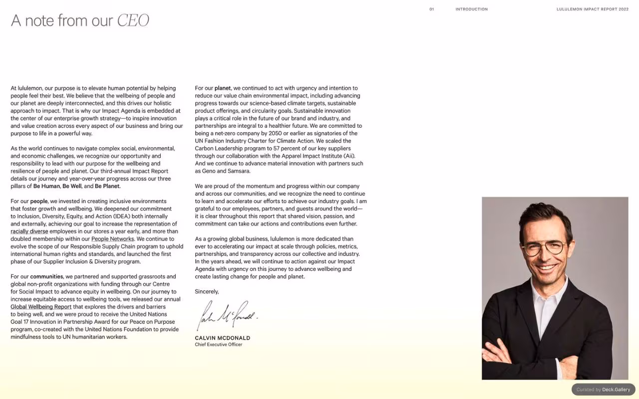 Lululemon Impact Report 2022, slide 4