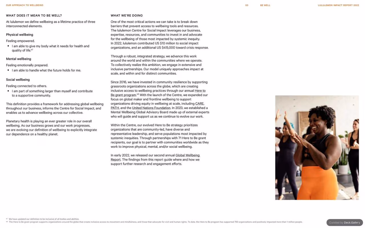 Lululemon Impact Report 2022, slide 38