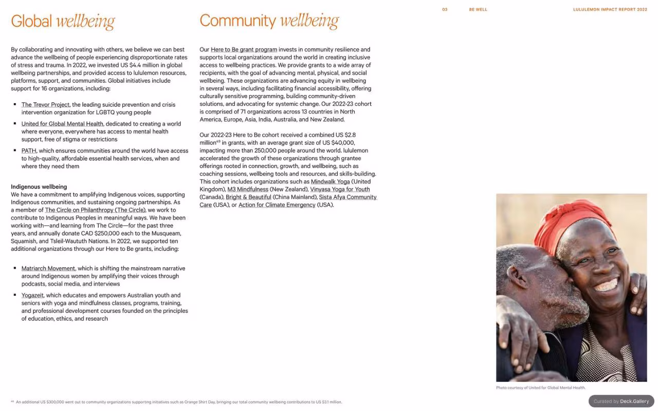 Lululemon Impact Report 2022, slide 40