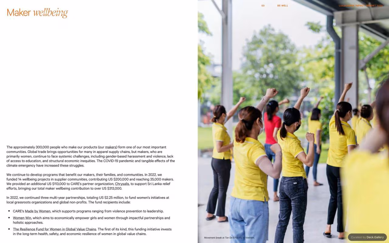 Lululemon Impact Report 2022, slide 41