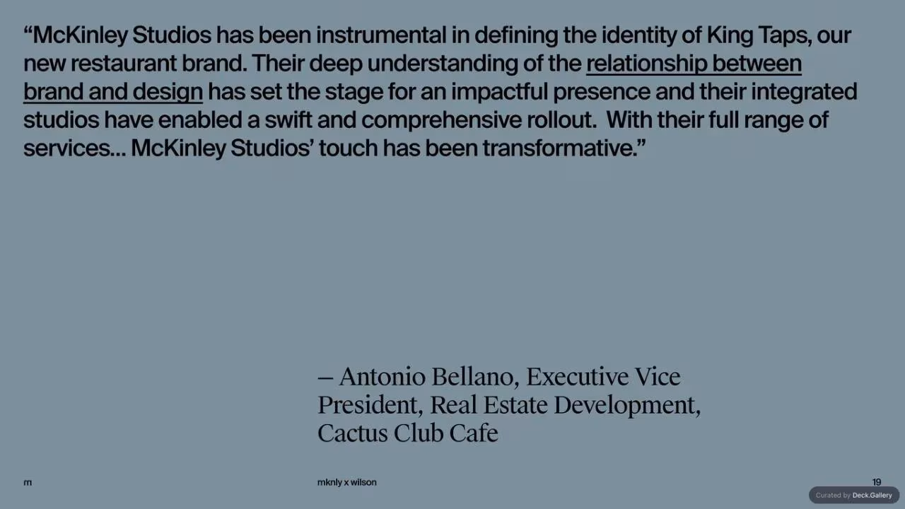 McKinley Studios Pitch Deck, slide 19