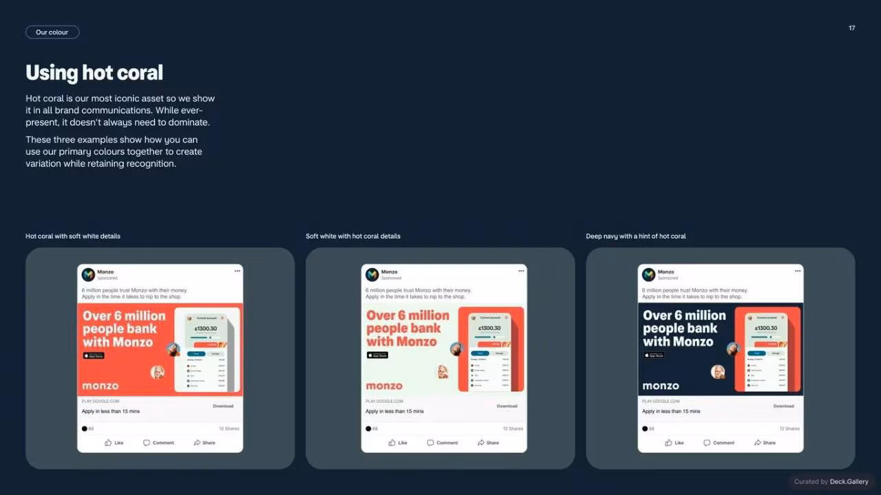 Monzo Brand Style Guide 2022, slide 17