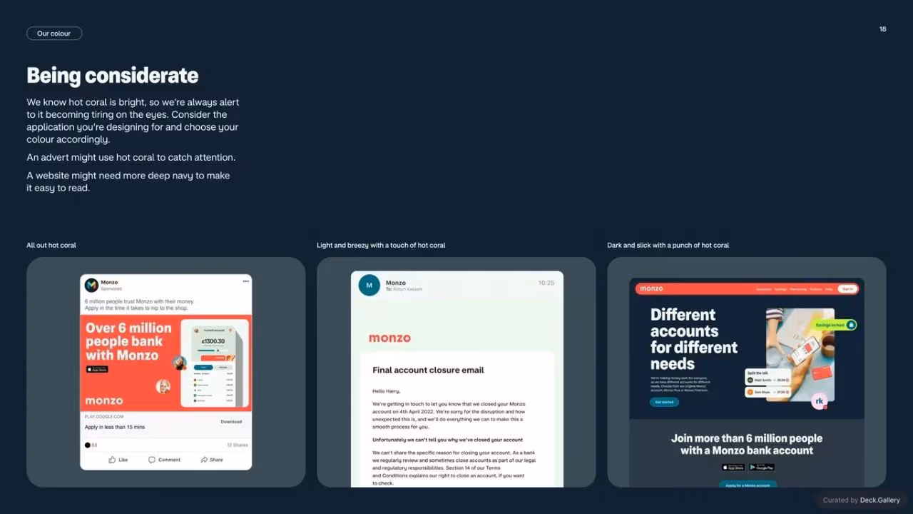 Monzo Brand Style Guide 2022, slide 18