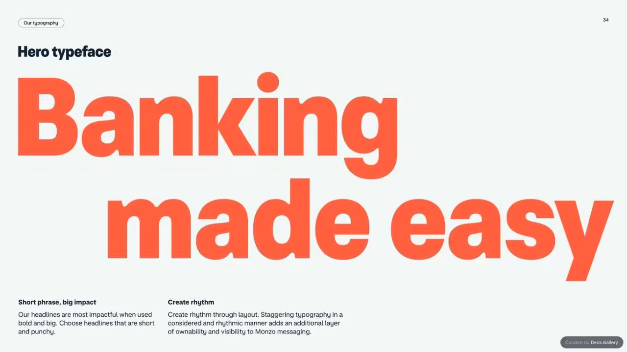 Monzo Brand Style Guide 2022, slide 34