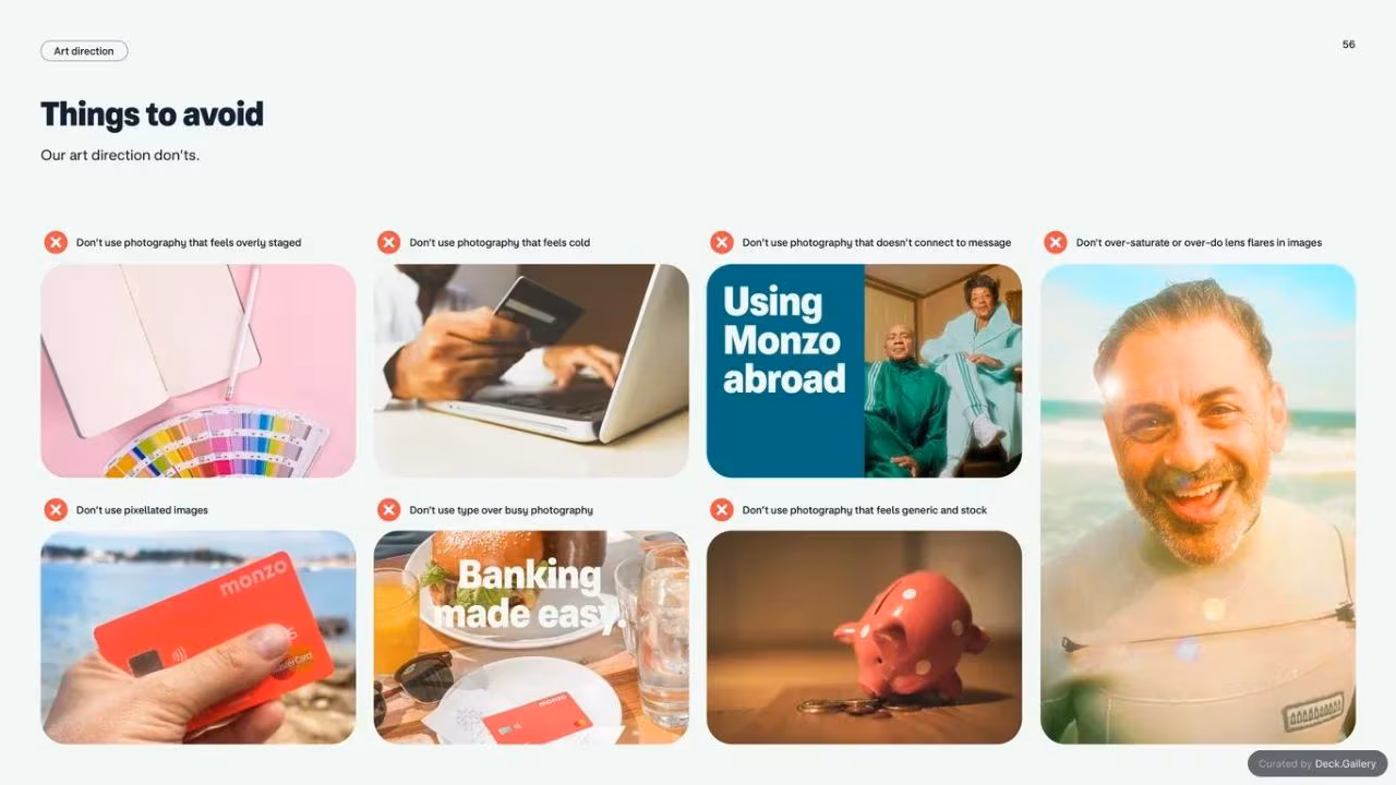 Monzo Brand Style Guide 2022, slide 56