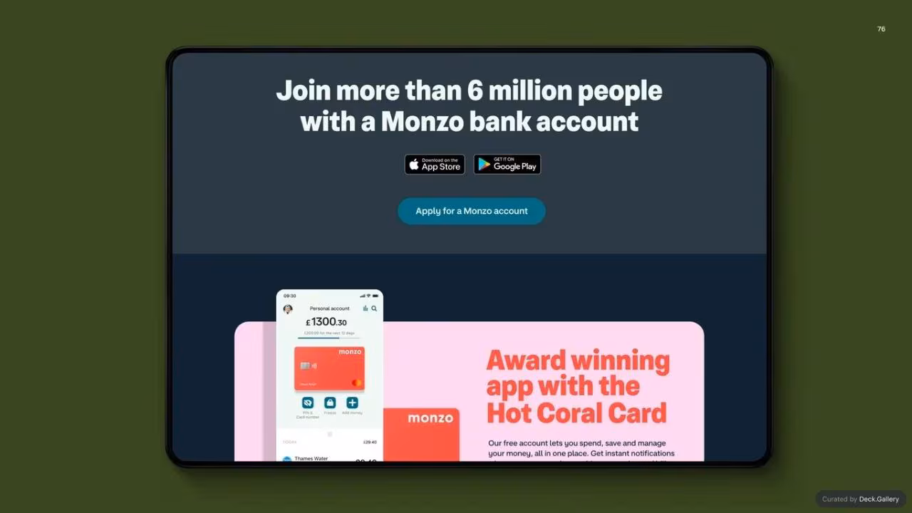 Monzo Brand Style Guide 2022, slide 76