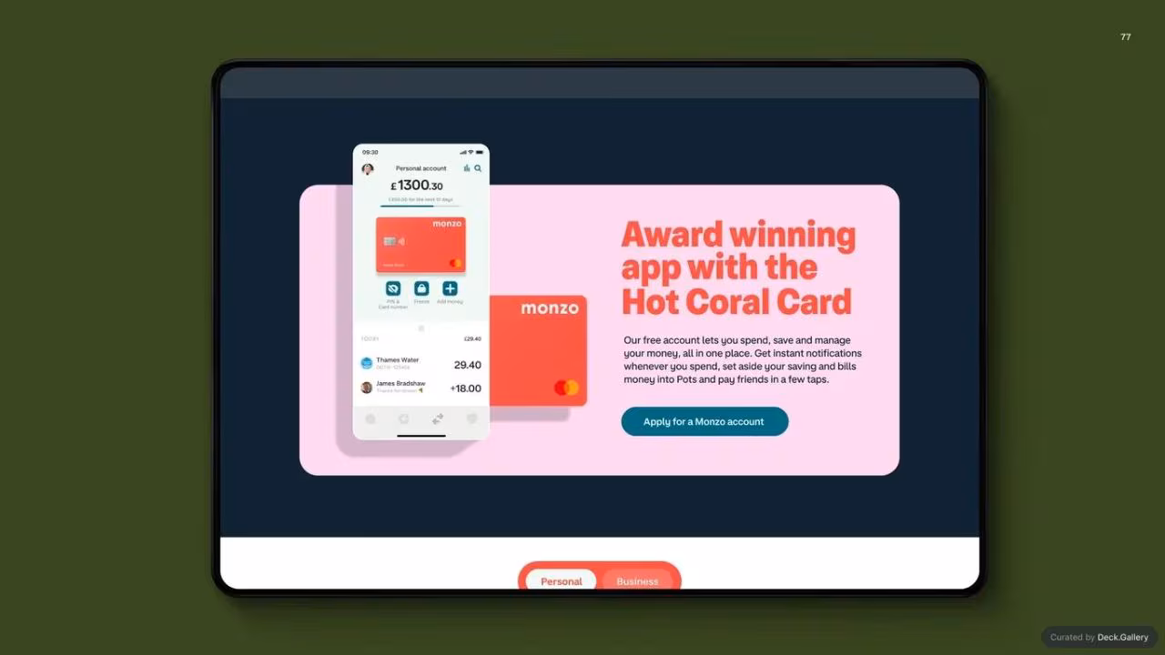 Monzo Brand Style Guide 2022, slide 77