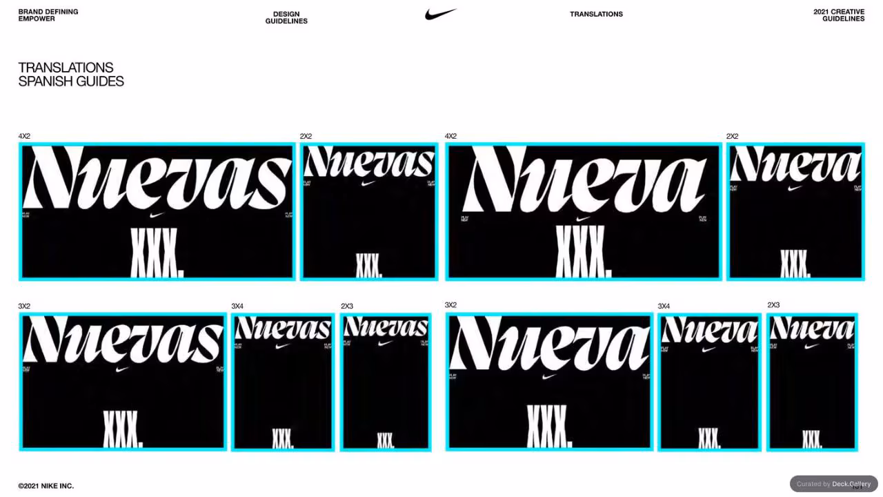 Nike Empower Creative Guidelines 2021, slide 101