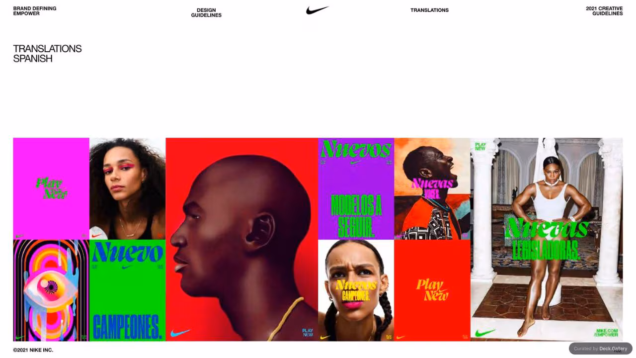 Nike Empower Creative Guidelines 2021, slide 102