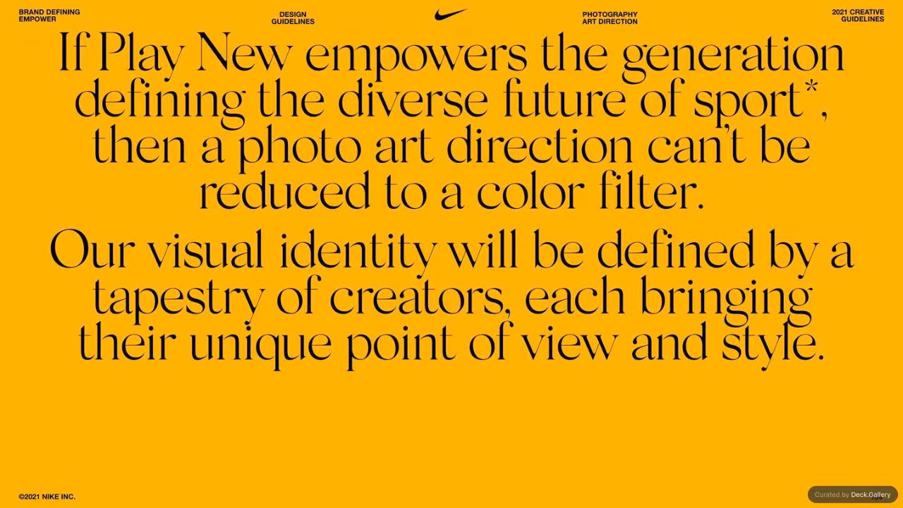 Nike Empower Creative Guidelines 2021, slide 104
