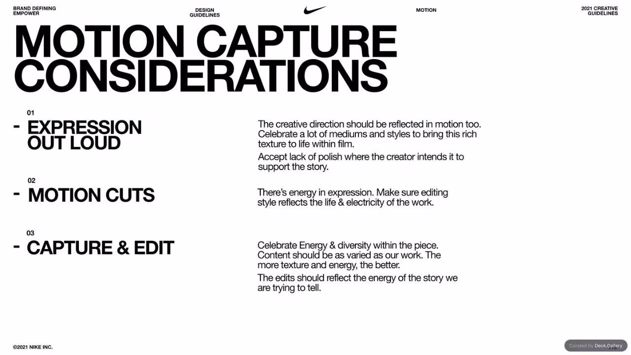 Nike Empower Creative Guidelines 2021, slide 115