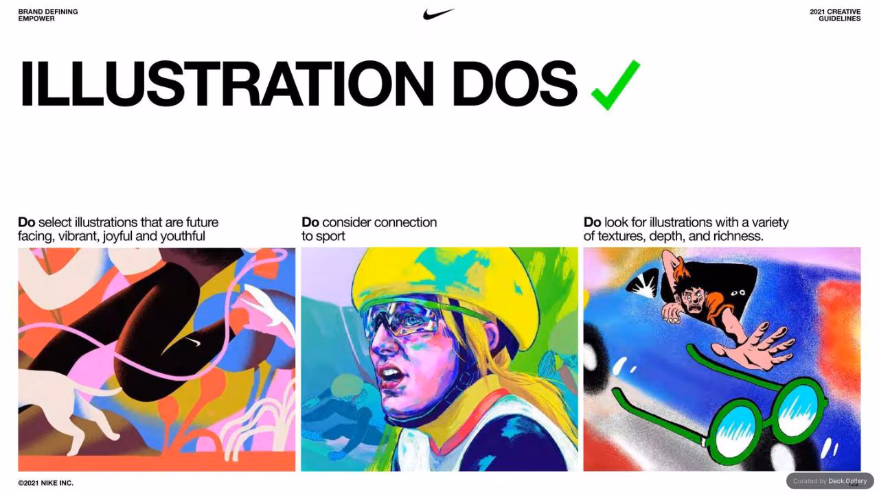Nike Empower Creative Guidelines 2021, slide 122
