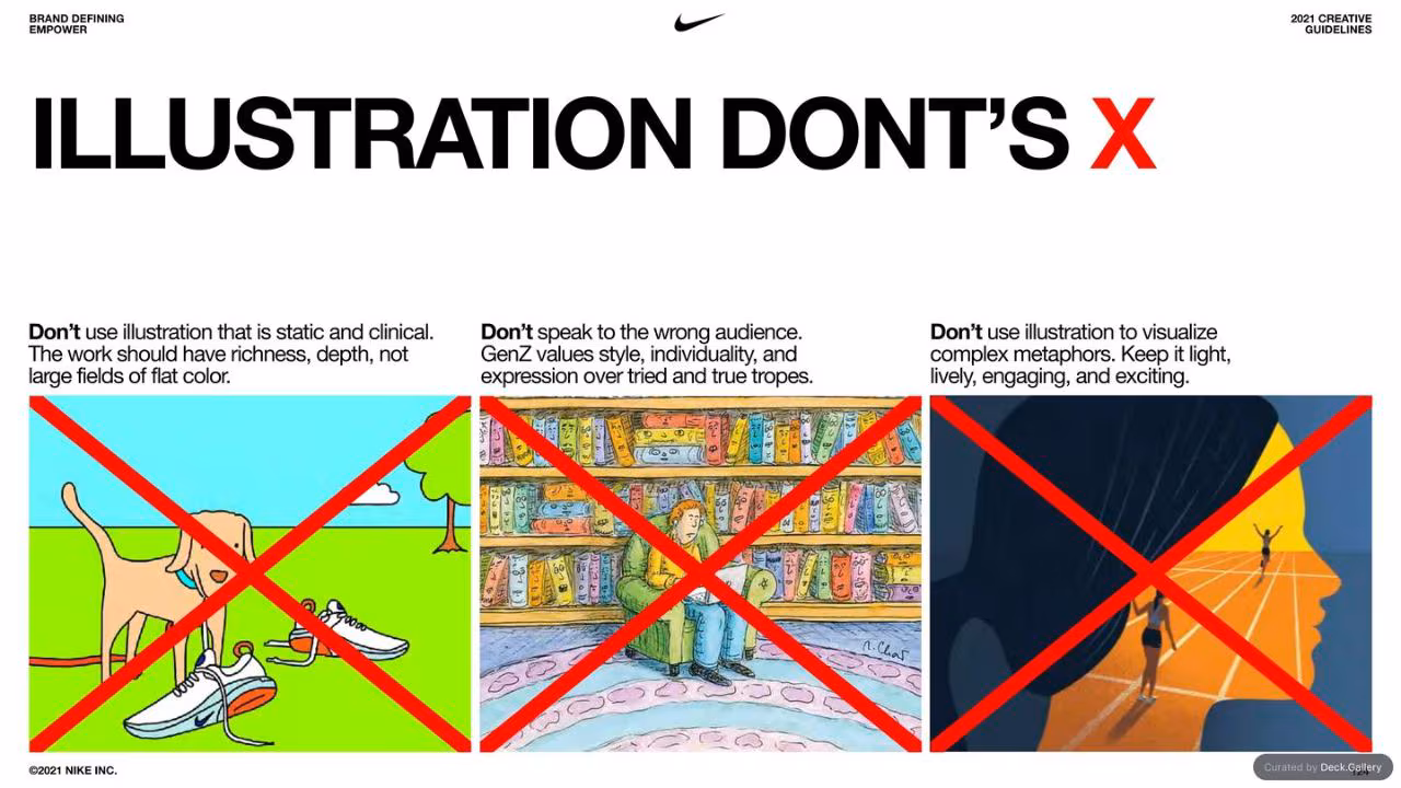 Nike Empower Creative Guidelines 2021, slide 124