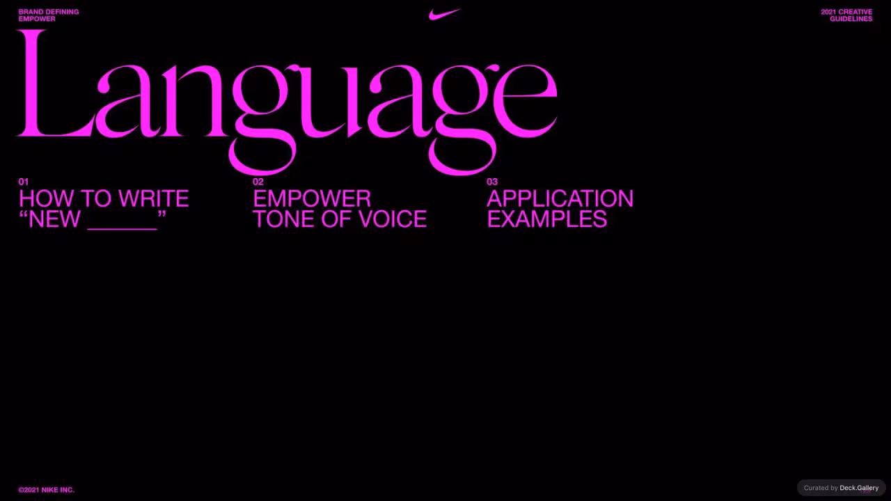 Nike Empower Creative Guidelines 2021, slide 129