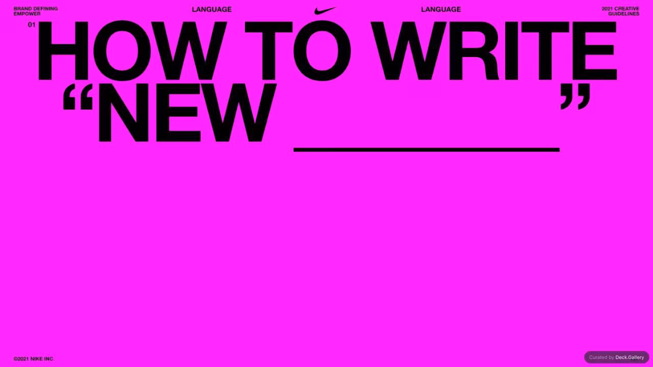 Nike Empower Creative Guidelines 2021, slide 131