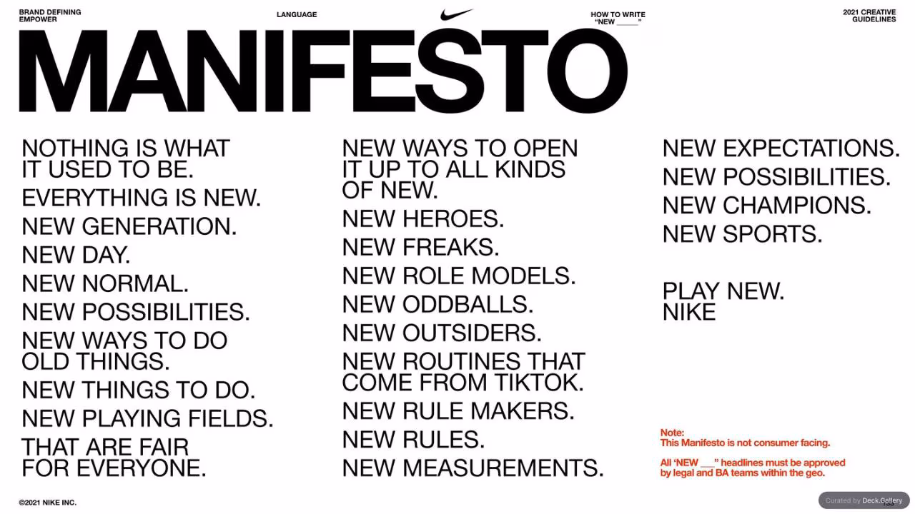 Nike Empower Creative Guidelines 2021, slide 133